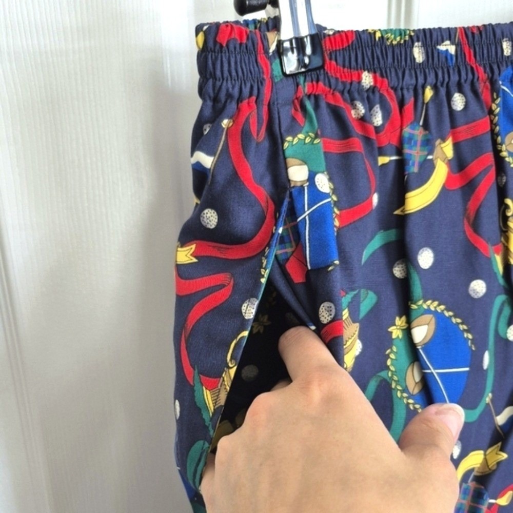 Vintage Talbots Fun Golf Print Pants Navy Blue Rayon Women's Small - Picture 11 of 11